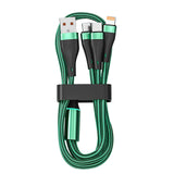 Darrahopens Electronics > Mobile Accessories Mobax Nylon Woven 100W Super Fast Charging 3-in-1 USB Charger Charging Cable Green