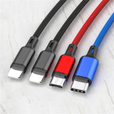 Darrahopens Electronics > Mobile Accessories Mobax Nylon Woven 3A Super Fast Charging 4-in-1 USB Charger Charging Cable for Android