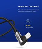 Darrahopens Electronics > Mobile Accessories UGREEN 60521 USB-A to 8-pin 90 Degree Angel Cable 1M