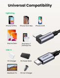 Darrahopens Electronics > Mobile Accessories UGREEN 60763 90 Degree USB-C to iPhone 8-pin Cable 1M