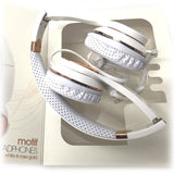 darrahopens Electronics > Mobile Accessories White Rose Gold Holysmoke Motif On Ear Foldable Headphones
