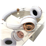 darrahopens Electronics > Mobile Accessories White Rose Gold Holysmoke Motif On Ear Foldable Headphones