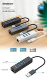darrahopens Electronics > USB Gadgets Simplecom CHN420 Aluminium 3 Port SuperSpeed USB HUB with Gigabit Ethernet Adapter Black