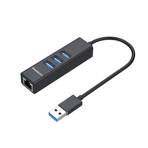 darrahopens Electronics > USB Gadgets Simplecom CHN420 Aluminium 3 Port SuperSpeed USB HUB with Gigabit Ethernet Adapter Black