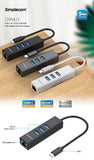 darrahopens Electronics > USB Gadgets Simplecom CHN421 Aluminium USB-C to 3 Port USB HUB with Gigabit Ethernet Adapter Black