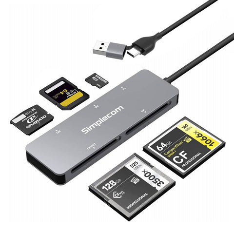Darrahopens Electronics > USB Gadgets Simplecom CR407 5-Slot SuperSpeed USB 3.0 and USB-C to CFast/CF/XD/SD/MicroSD Card Reader
