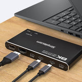 Darrahopens Electronics > USB Gadgets Simplecom KM470 2-Port USB-C KVM Switch 8K Docking Station HDMI 2.1 DP for Laptop Tablet