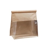 Darrahopens Food & Beverage 100x Kraft Paper Cake Bags with Window - Flat Bottom Bread Packaging