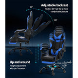 Darrahopens Furniture Artiss Gaming Chairs Massage Racing Recliner Leather Office Chair Footrest