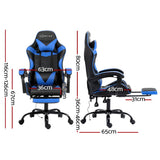 Darrahopens Furniture Artiss Gaming Chairs Massage Racing Recliner Leather Office Chair Footrest