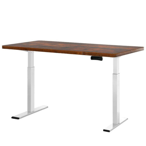 Darrahopens Furniture Artiss Standing Desk Electric Adjustable Sit Stand Desks White Brown 140cm