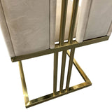 darrahopens Furniture > Bar Stools & Chairs 2X Dining Chair Stainless Gold Frame & Seat Beige Fabric