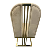 darrahopens Furniture > Bar Stools & Chairs 2X Dining Chair Stainless Gold Frame & Seat Beige Fabric