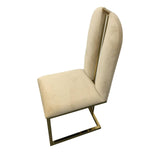 darrahopens Furniture > Bar Stools & Chairs 2X Dining Chair Stainless Gold Frame & Seat Beige Fabric