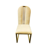 darrahopens Furniture > Bar Stools & Chairs 2X Dining Chair Stainless Gold Frame & Seat Beige Fabric