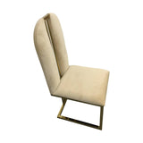 darrahopens Furniture > Bar Stools & Chairs 2X Dining Chair Stainless Gold Frame & Seat Beige Fabric