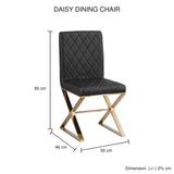 darrahopens Furniture > Bar Stools & Chairs 2X Dining Chair Stainless Gold Frame & Seat Black PU Leather
