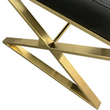 darrahopens Furniture > Bar Stools & Chairs 2X Dining Chair Stainless Gold Frame & Seat Black PU Leather