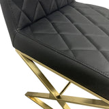 darrahopens Furniture > Bar Stools & Chairs 2X Dining Chair Stainless Gold Frame & Seat Black PU Leather