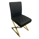 darrahopens Furniture > Bar Stools & Chairs 2X Dining Chair Stainless Gold Frame & Seat Black PU Leather