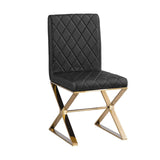 darrahopens Furniture > Bar Stools & Chairs 2X Dining Chair Stainless Gold Frame & Seat Black PU Leather