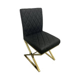 darrahopens Furniture > Bar Stools & Chairs 2X Dining Chair Stainless Gold Frame & Seat Black PU Leather