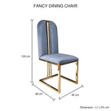 darrahopens Furniture > Bar Stools & Chairs 2X Dining Chair Stainless Gold Frame & Seat Blue Fabric