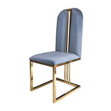 darrahopens Furniture > Bar Stools & Chairs 2X Dining Chair Stainless Gold Frame & Seat Blue Fabric