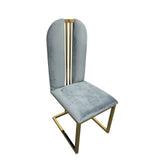darrahopens Furniture > Bar Stools & Chairs 2X Dining Chair Stainless Gold Frame & Seat Blue Fabric