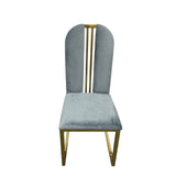 darrahopens Furniture > Bar Stools & Chairs 2X Dining Chair Stainless Gold Frame & Seat Blue Fabric