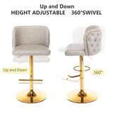 Darrahopens Furniture > Bar Stools & Chairs 2x Faux Leather Golden Base Swivel Bar Stools- Beige