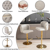 Darrahopens Furniture > Bar Stools & Chairs 2x Faux Leather Golden Base Swivel Bar Stools- Beige