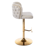 Darrahopens Furniture > Bar Stools & Chairs 2x Faux Leather Golden Base Swivel Bar Stools- Beige