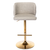 Darrahopens Furniture > Bar Stools & Chairs 2x Faux Leather Golden Base Swivel Bar Stools- Beige
