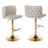 Darrahopens Furniture > Bar Stools & Chairs 2x Faux Leather Golden Base Swivel Bar Stools- Beige