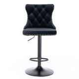 darrahopens Furniture > Bar Stools & Chairs 2x Height Adjustable Swivel Bar Stool Velvet Nailhead Barstool with Footrest