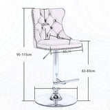 Darrahopens Furniture > Bar Stools & Chairs 2x Height Adjustable Swivel Bar Stool Velvet Studs Barstool with Footrest and Chromed Base- Black