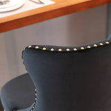 Darrahopens Furniture > Bar Stools & Chairs 2x Height Adjustable Swivel Bar Stool Velvet Studs Barstool with Footrest and Golden Base- Black