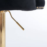 Darrahopens Furniture > Bar Stools & Chairs 2x Height Adjustable Swivel Bar Stool Velvet Studs Barstool with Footrest and Golden Base- Black