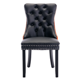 Darrahopens Furniture > Bar Stools & Chairs 2x PU Faux Leather & Velvet Dining Chairs-Black & Orange