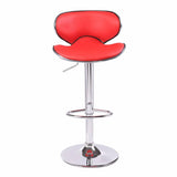 darrahopens Furniture > Bar Stools & Chairs 2X Red Bar Stools Faux Leather Mid High Back Adjustable Crome Base Gas Lift Swivel Chairs