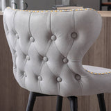 Darrahopens Furniture > Bar Stools & Chairs 2x Swivel Bar Stools Tufted Counter Chairs with Stud Trim and Metal Base-Light Grey