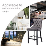 darrahopens Furniture > Bar Stools & Chairs 2X Velvet Bar Stools with Studs Trim Wooden Legs Tufted Dining Chairs Kitchen