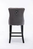 darrahopens Furniture > Bar Stools & Chairs 2X Velvet Bar Stools with Studs Trim Wooden Legs Tufted Dining Chairs Kitchen