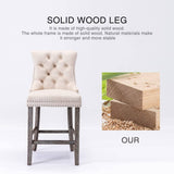 darrahopens Furniture > Bar Stools & Chairs 2X Velvet Bar Stools with Studs Trim Wooden Legs Tufted Dining Chairs Kitchen