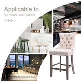 darrahopens Furniture > Bar Stools & Chairs 2X Velvet Bar Stools with Studs Trim Wooden Legs Tufted Dining Chairs Kitchen