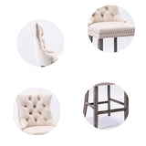 darrahopens Furniture > Bar Stools & Chairs 2X Velvet Bar Stools with Studs Trim Wooden Legs Tufted Dining Chairs Kitchen