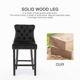 darrahopens Furniture > Bar Stools & Chairs 2X Velvet Bar Stools with Studs Trim Wooden Legs Tufted Dining Chairs Kitchen