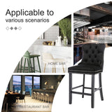 darrahopens Furniture > Bar Stools & Chairs 2X Velvet Bar Stools with Studs Trim Wooden Legs Tufted Dining Chairs Kitchen