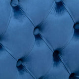 Darrahopens Furniture > Bar Stools & Chairs 2x Velvet Dining Chairs Upholstered Tufted Kithcen Chair with Solid Wood Legs Stud Trim and Ring-Blue